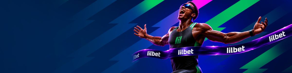 lilbet ব্যানারের সামনে উল্লসিত ক্রীড়াবিদ